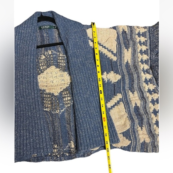 Ralph Lauren Blue and Cream Knit Cardigan - Picture 11 of 12